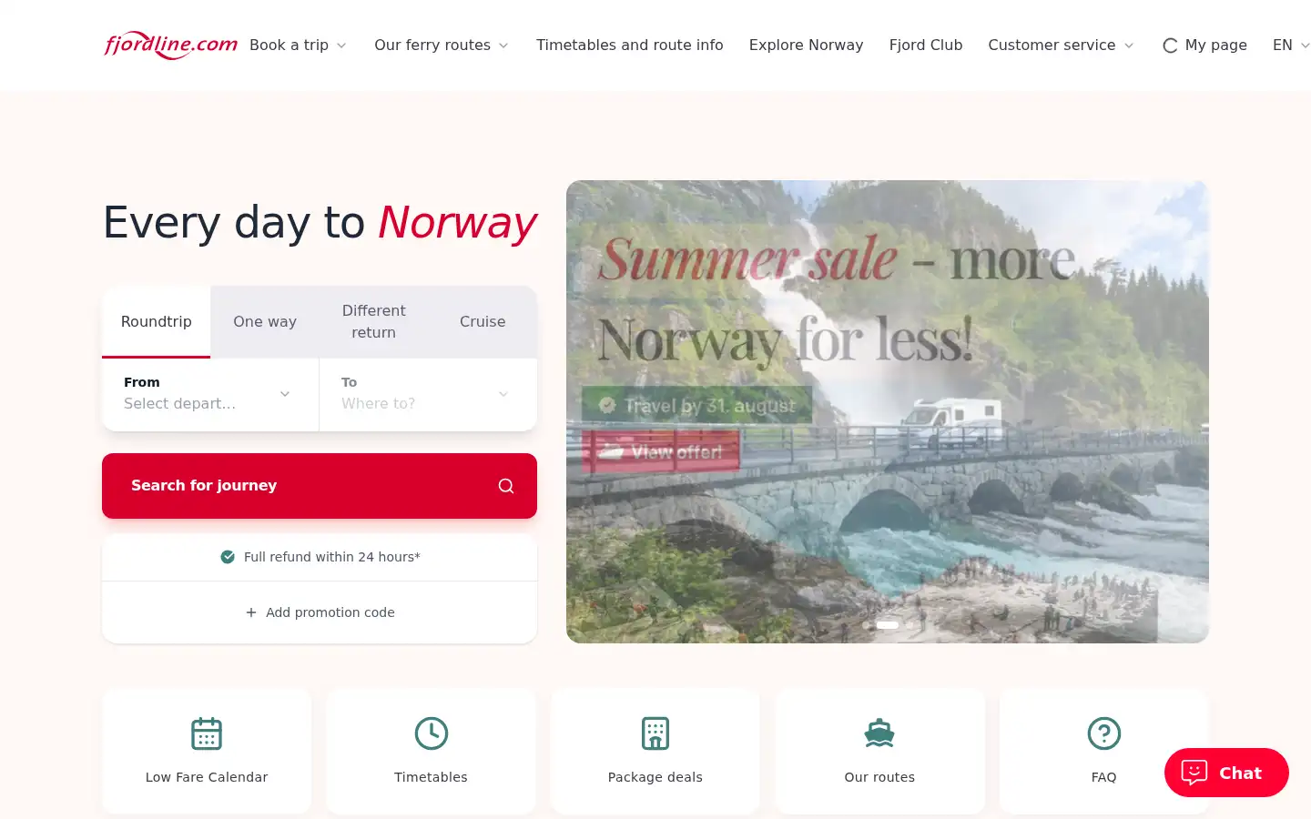 Screenshot of fjordline.com