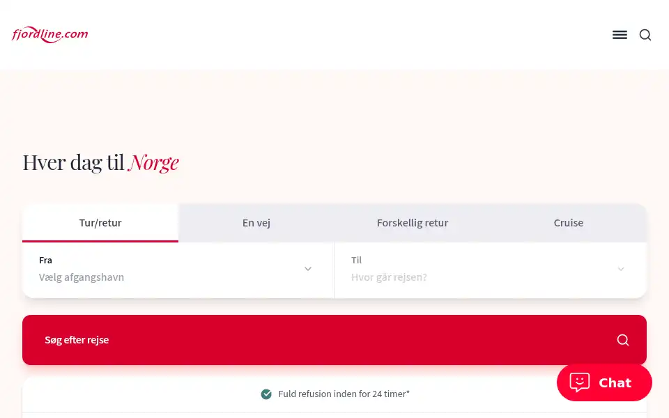 Screenshot of fjordline.dk