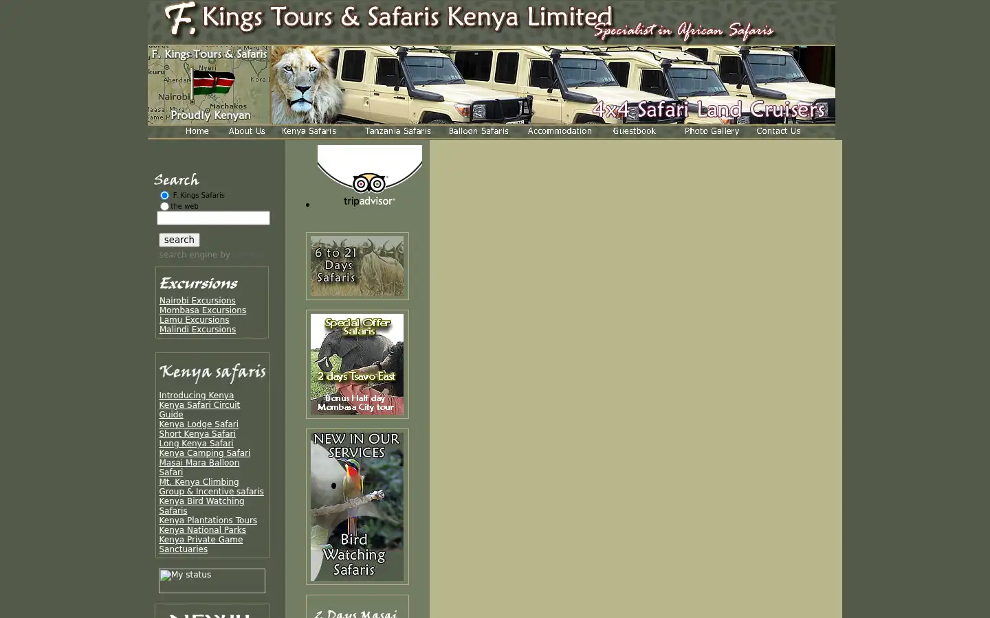 Screenshot of fkingssafaris.com