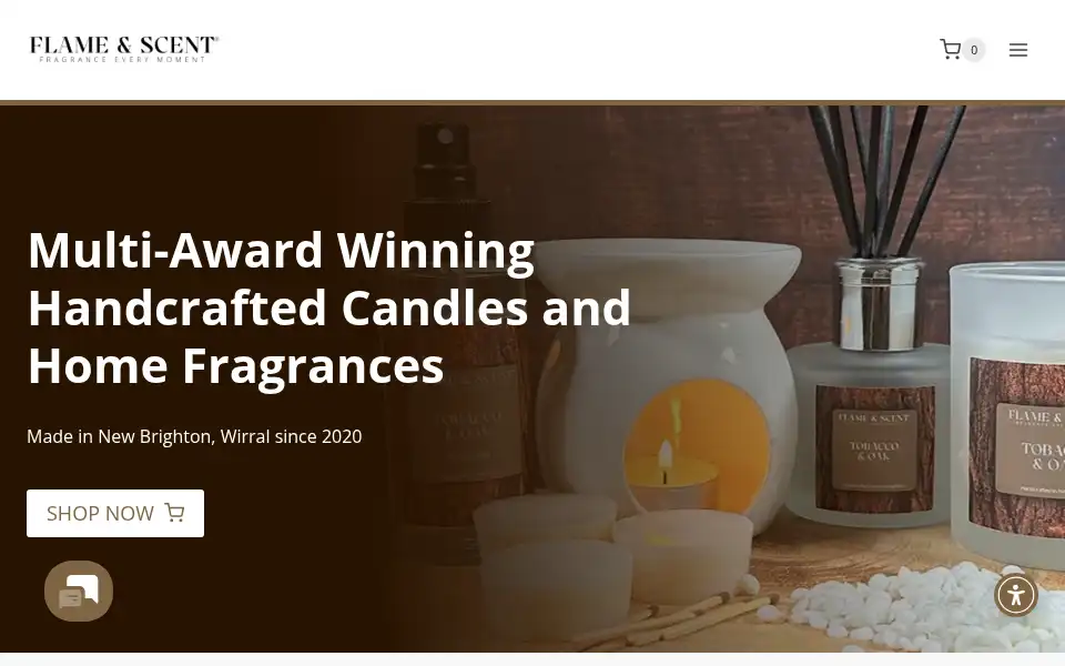 Screenshot of flameandscent.co.uk
