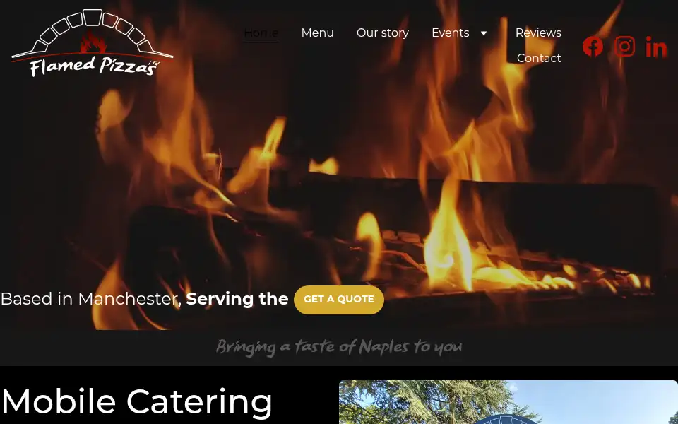 Screenshot of flamedpizzas.co.uk