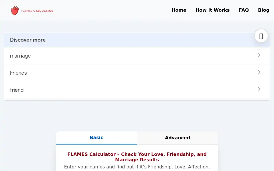 Screenshot of flamescalculators.co.in