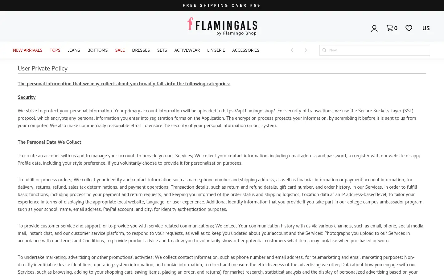 Screenshot of flamingo.shop