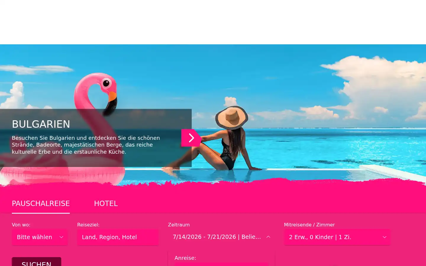 Screenshot of flamingotours.de