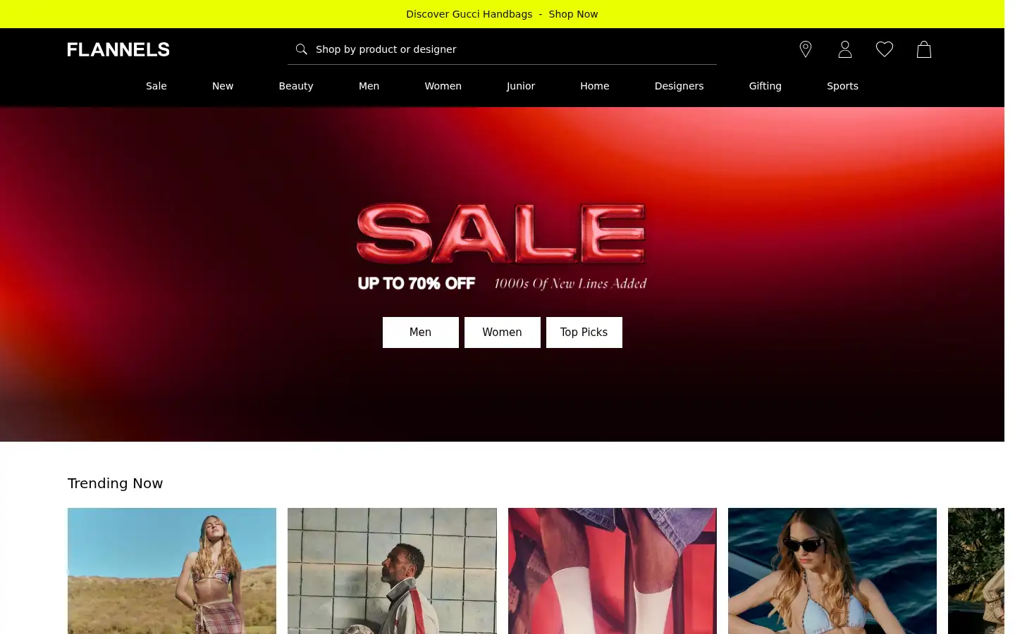 Screenshot of flannels.com