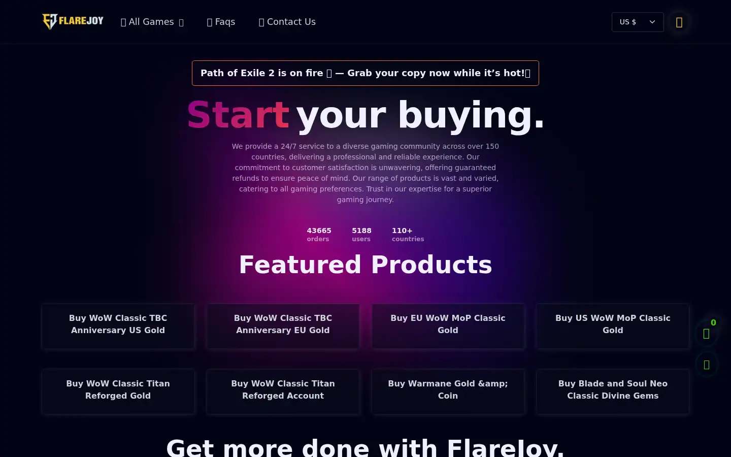 Screenshot of flarejoy.com