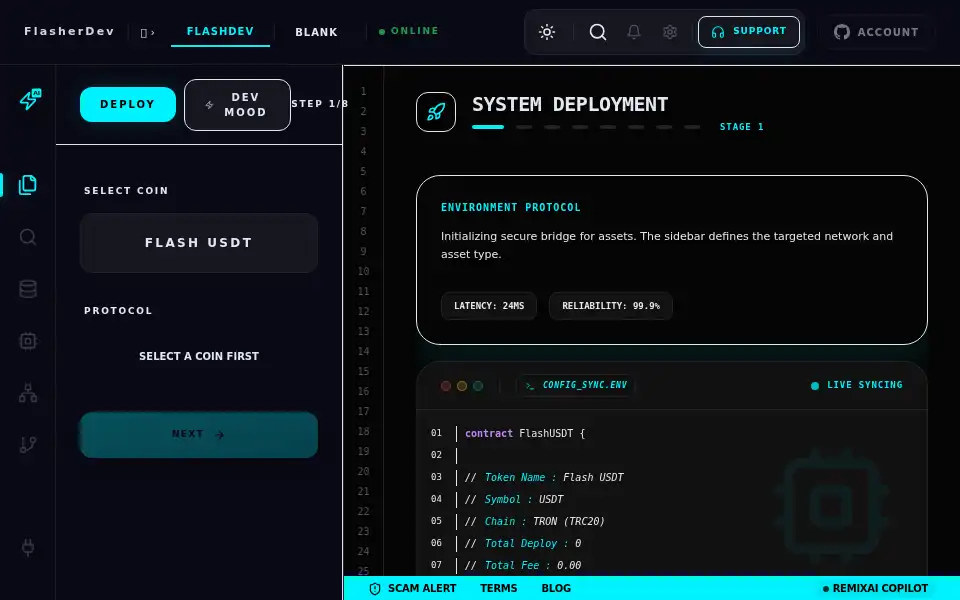 Screenshot of flasher.dev