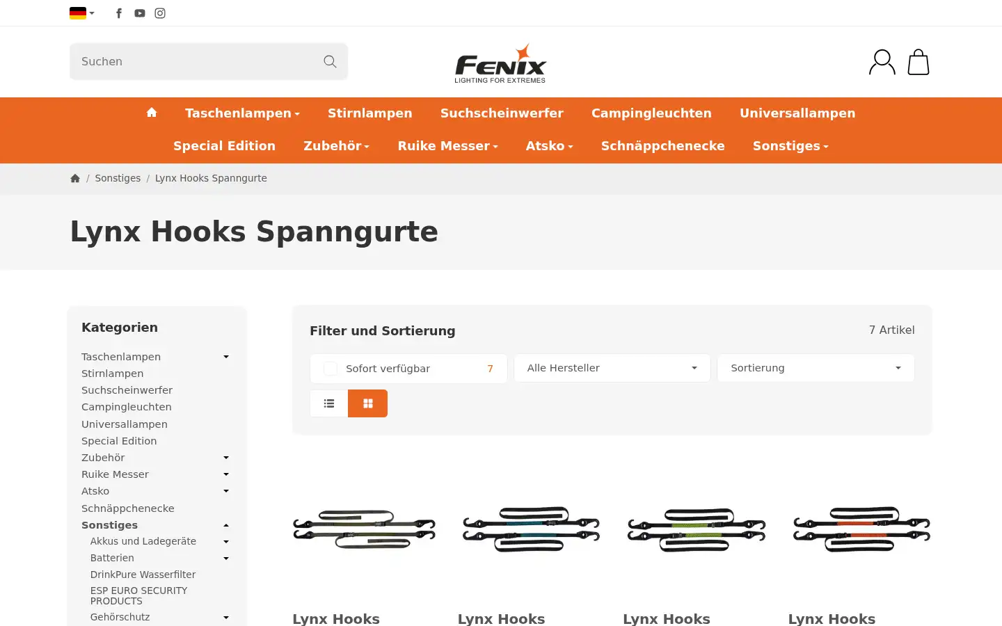 Screenshot of flashlightshop.de