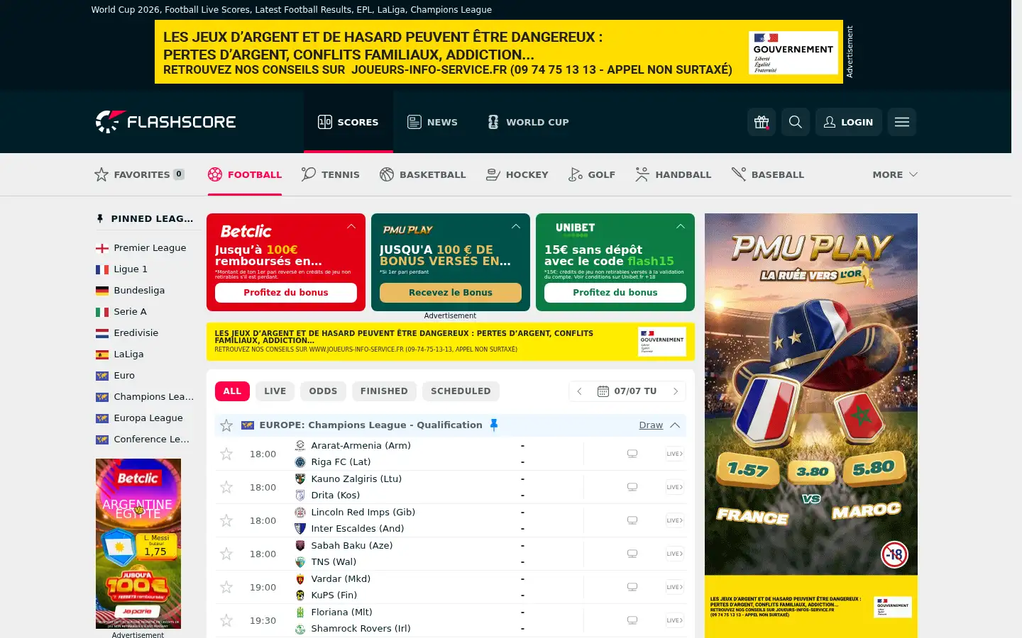 Screenshot of flashscore.com