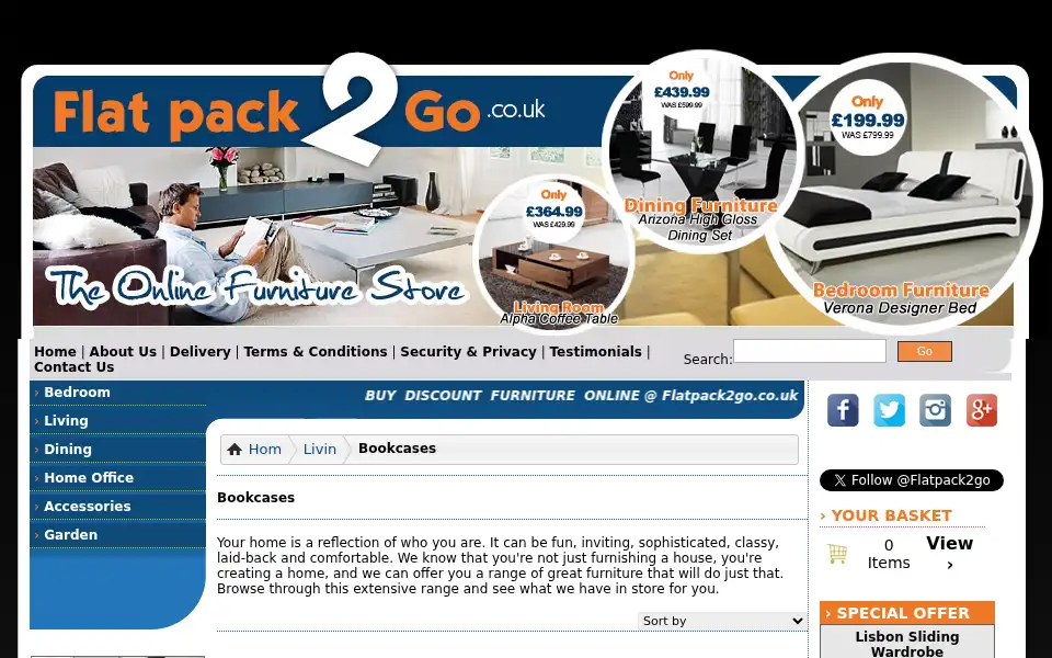 Screenshot of flatpack2go.co.uk