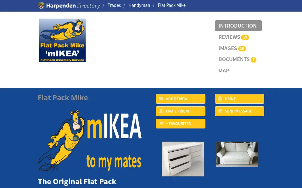 Screenshot of flatpackmike.co.uk
