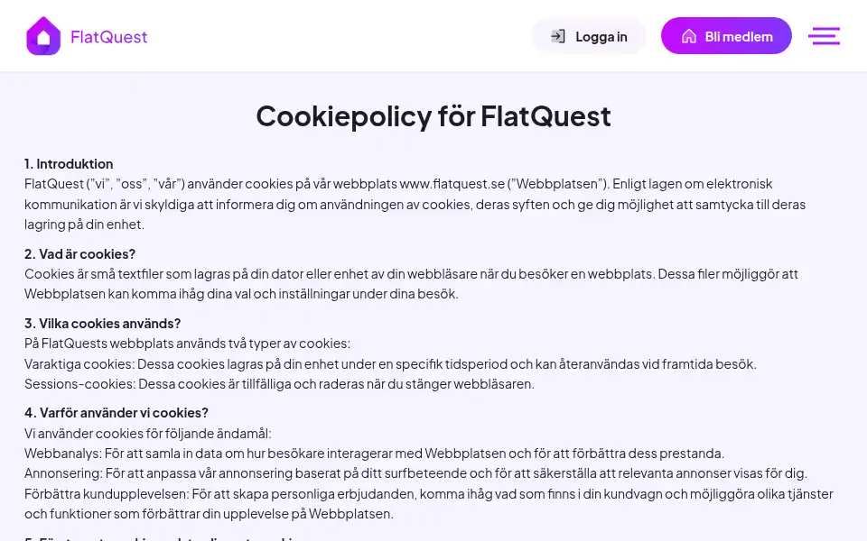 Screenshot of flatquest.se