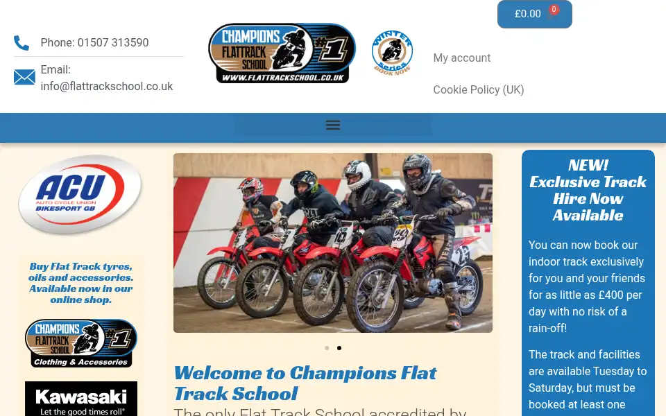 Screenshot of flattrackschool.co.uk