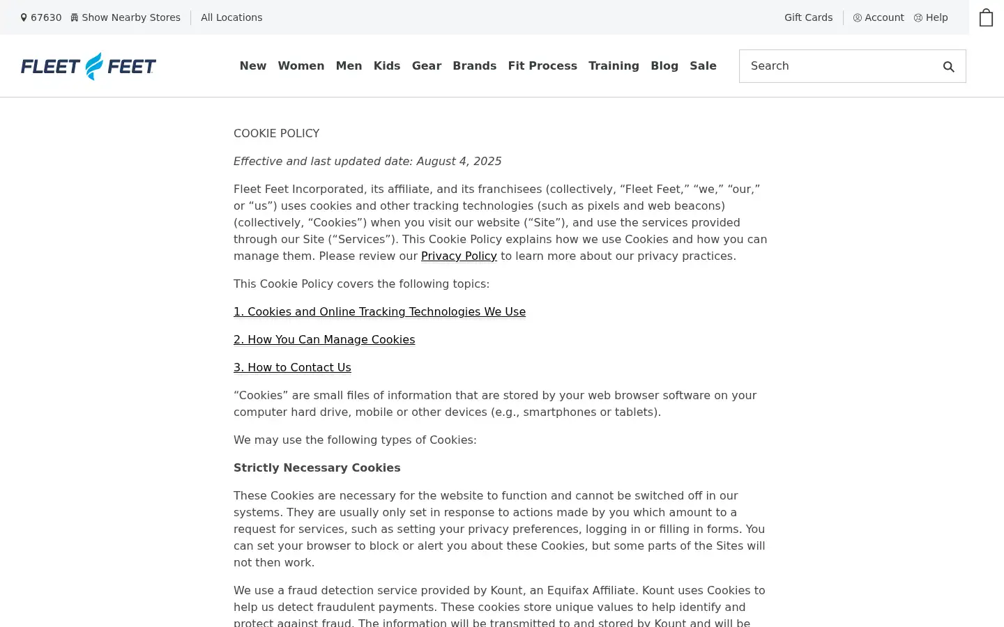 Screenshot of fleetfeet.com