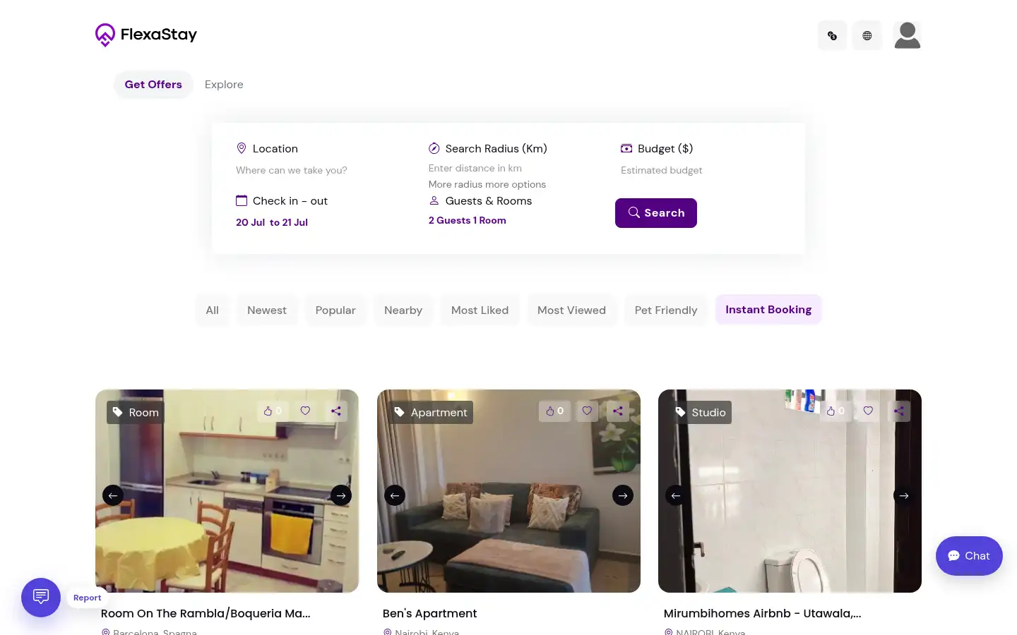 Screenshot of flexastay.com