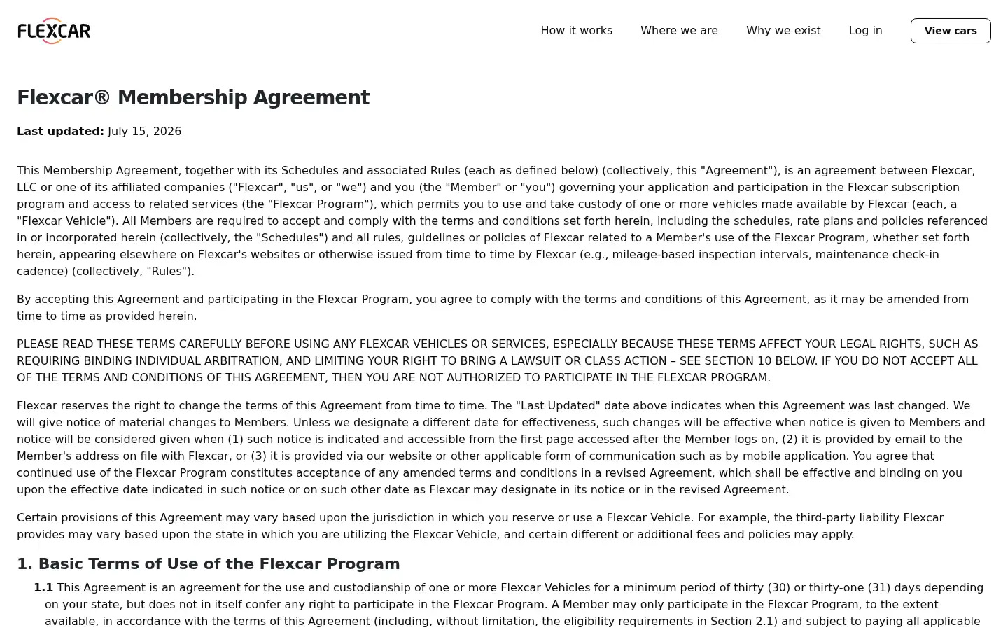 Screenshot of flexcar.com