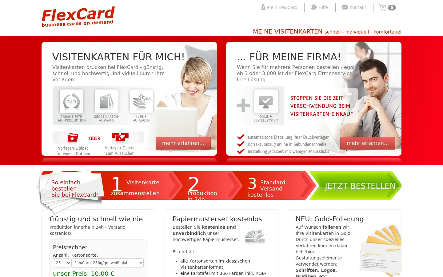 Screenshot of flexcard.de