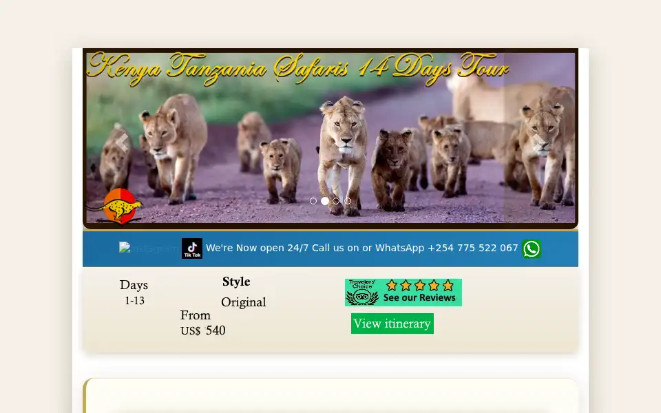 Screenshot of flexivelkenyasafaris.com