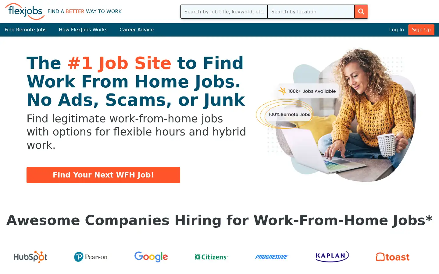 Screenshot of flexjobs.com