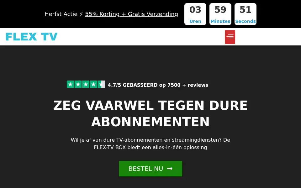 Screenshot of flextvbox.com