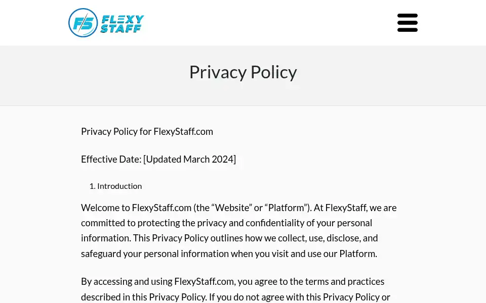 Screenshot of flexystaff.com