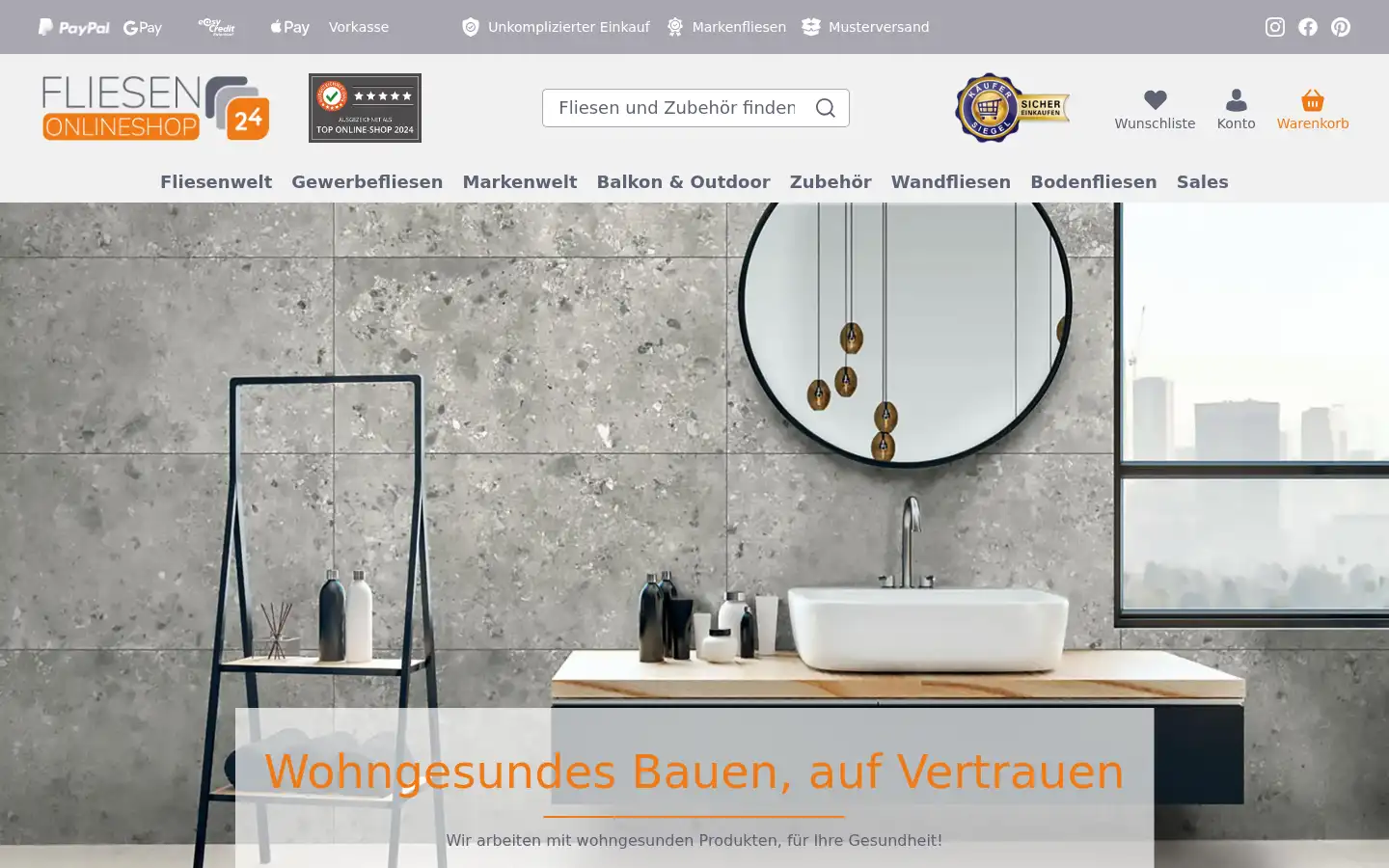 Screenshot of fliesen-onlineshop24.de