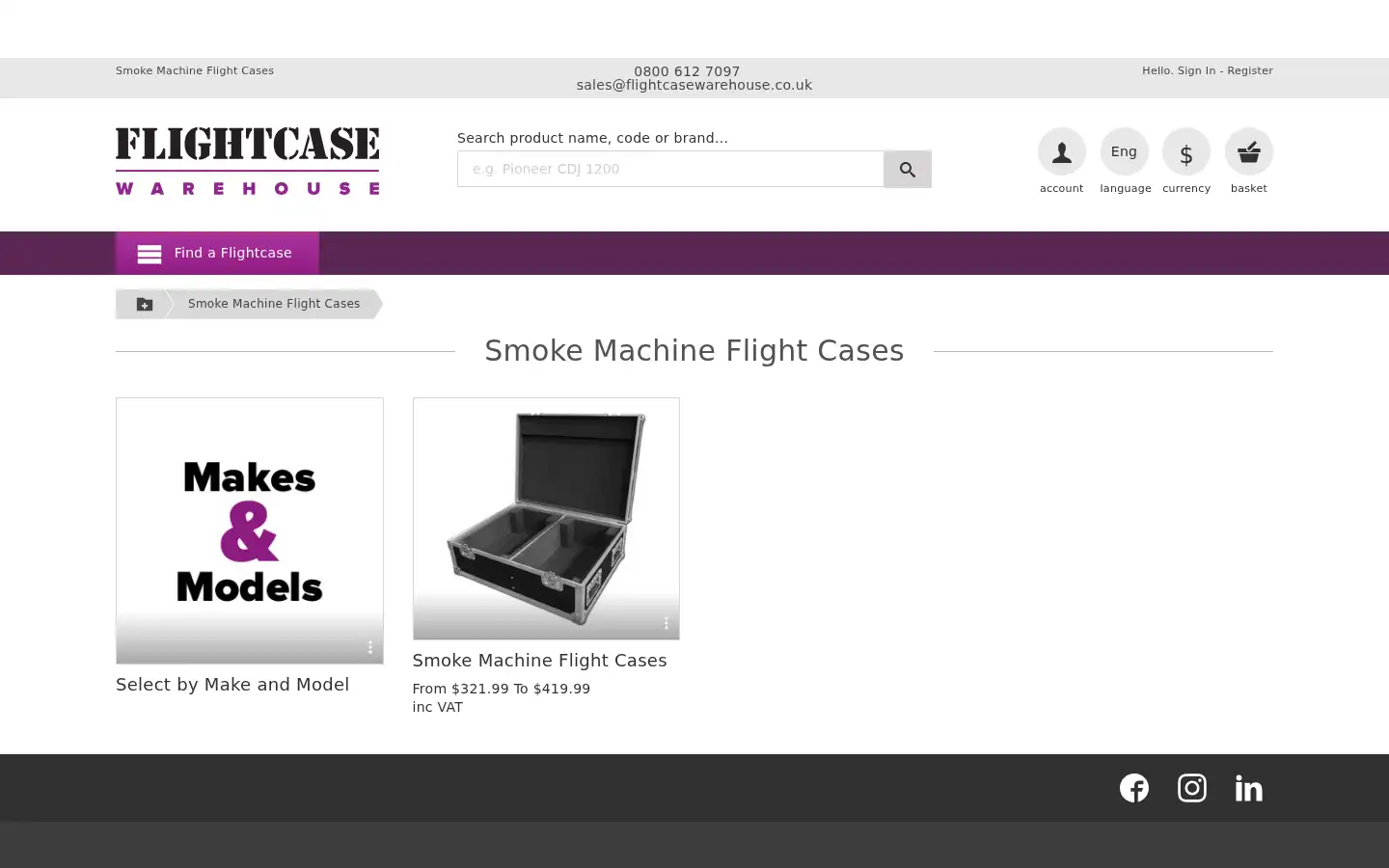 Screenshot of flightcasewarehouse.co.uk