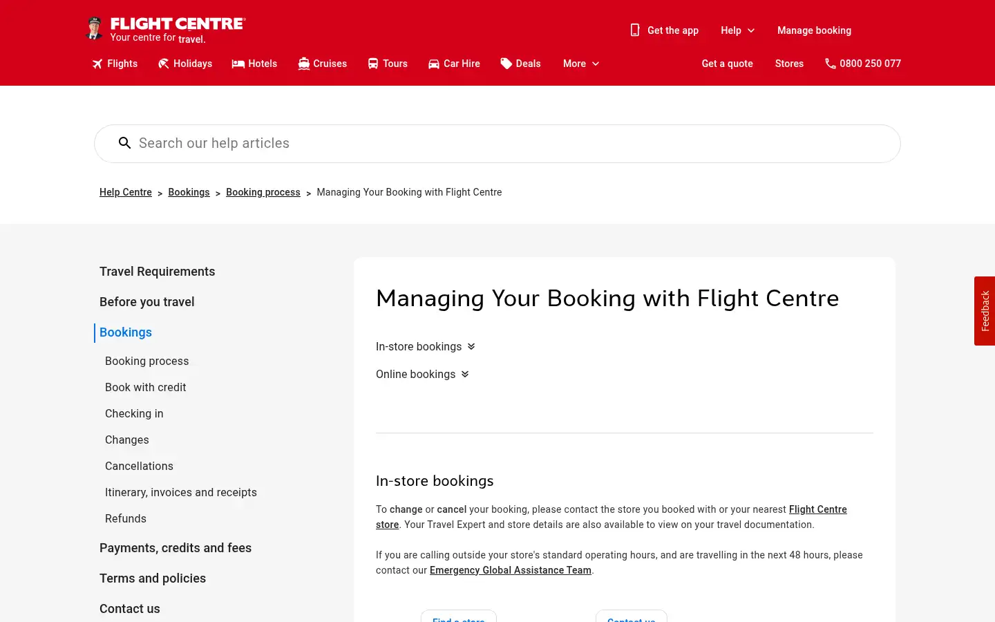 Screenshot of flightcentre.co.nz