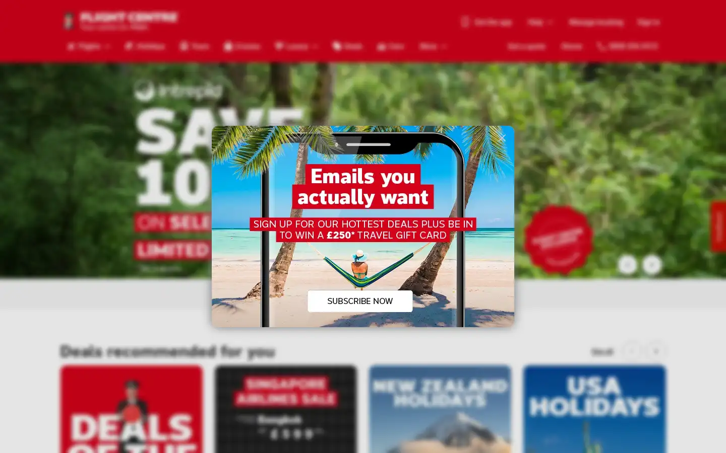 Screenshot of flightcentre.co.uk