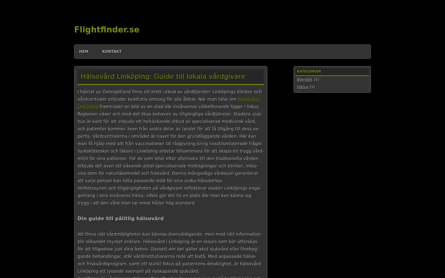 Screenshot of flightfinder.se