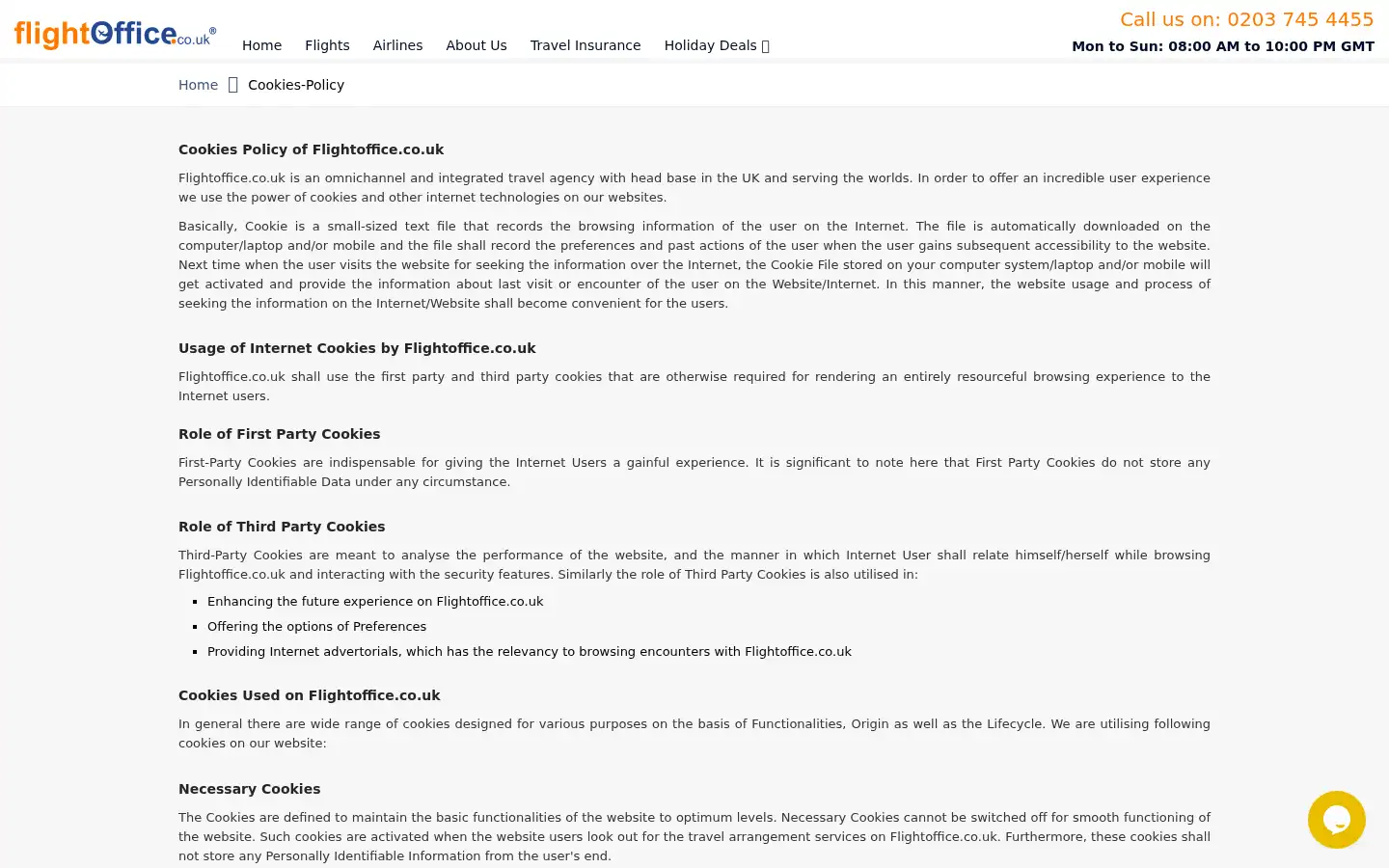 Screenshot of flightoffice.co.uk