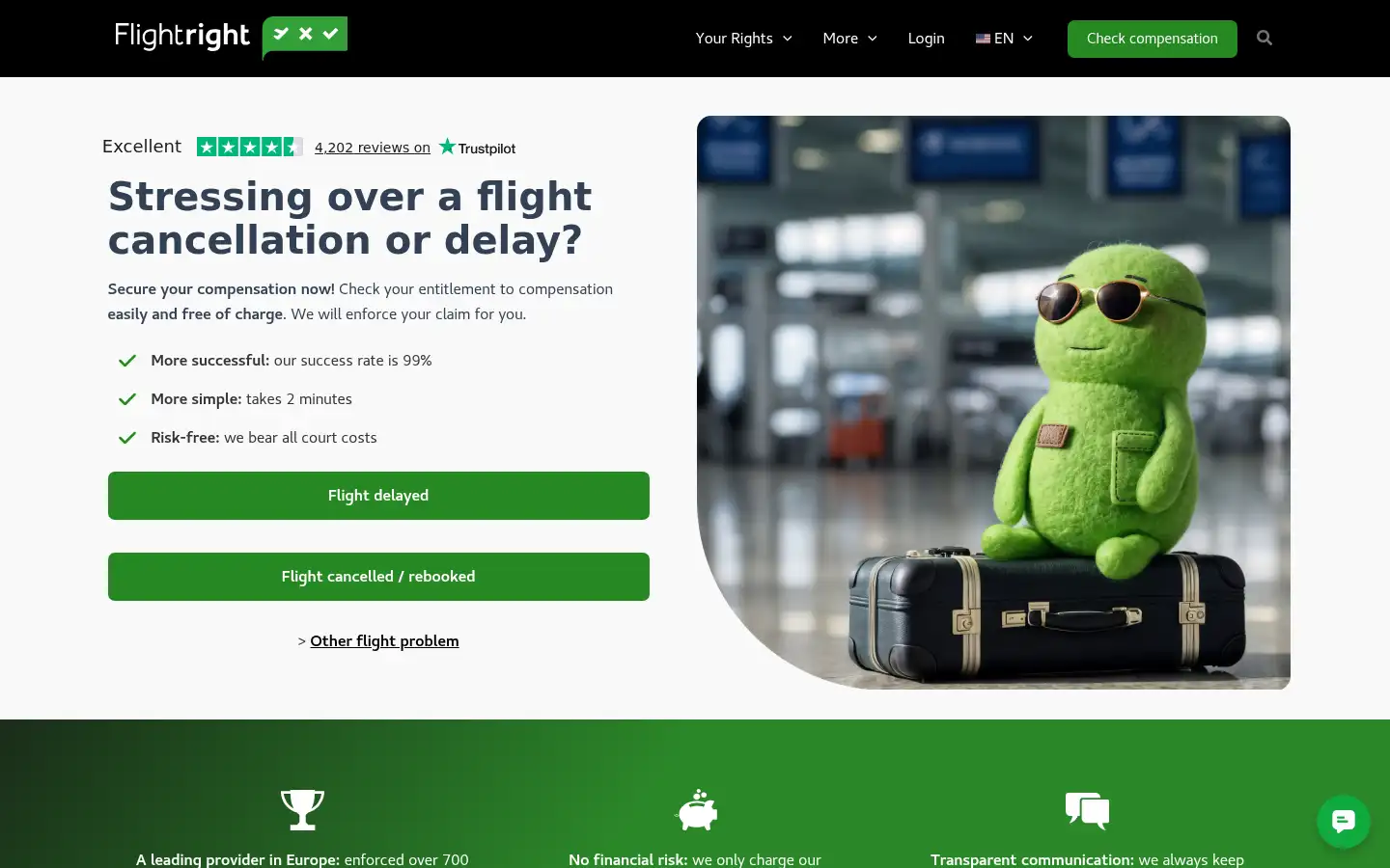 Screenshot of flightright.com