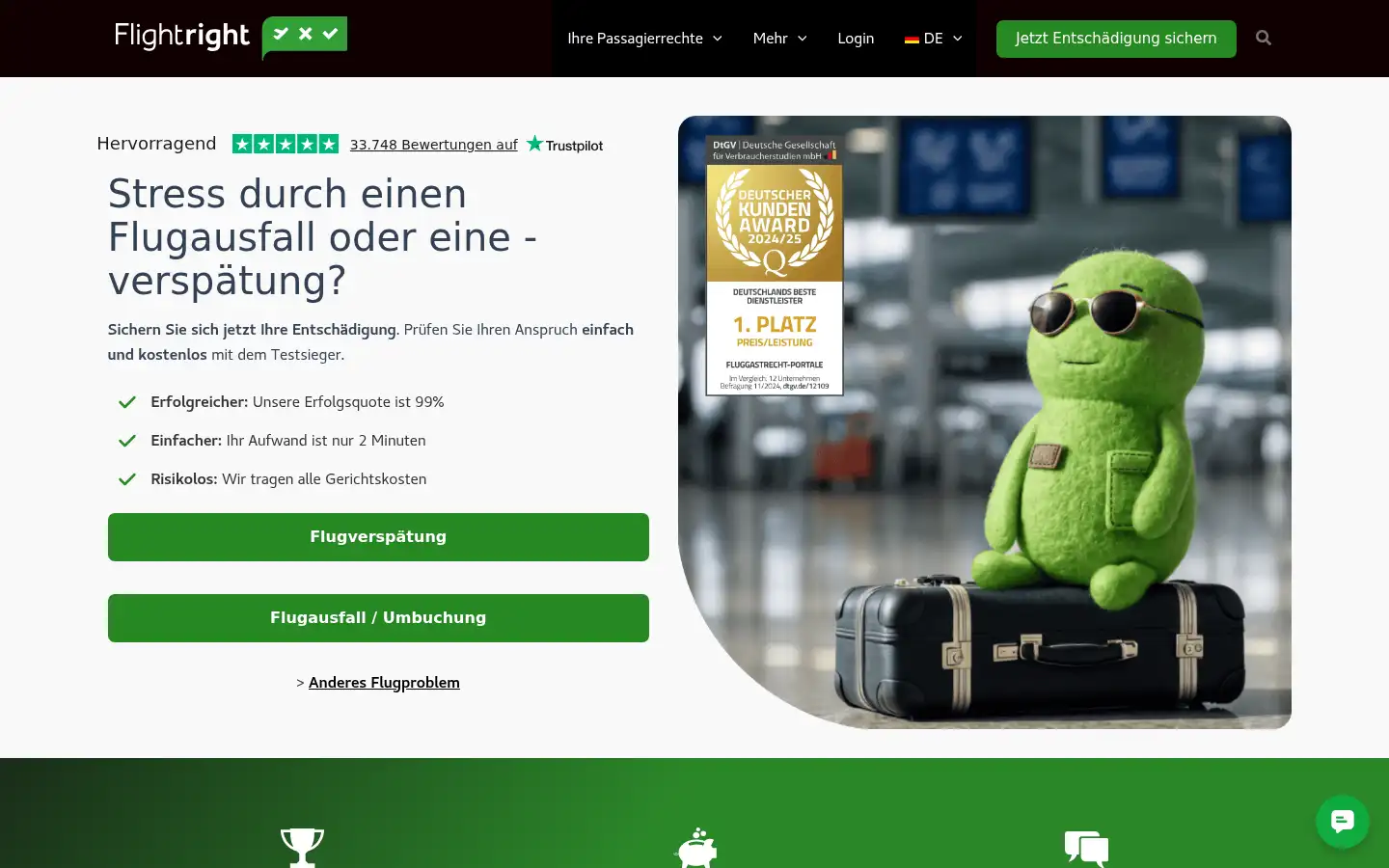Screenshot of flightright.de