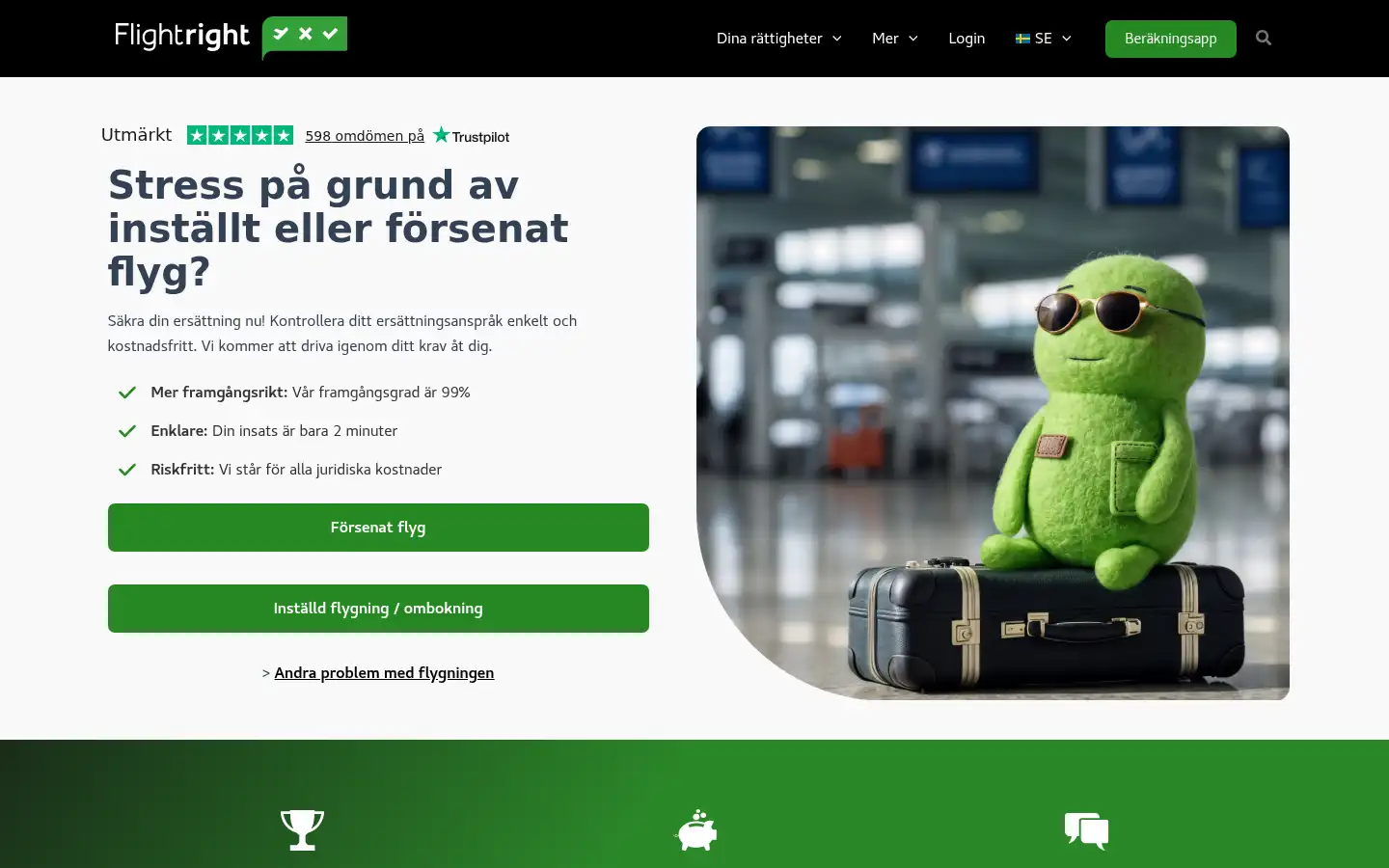 Screenshot of flightright.se