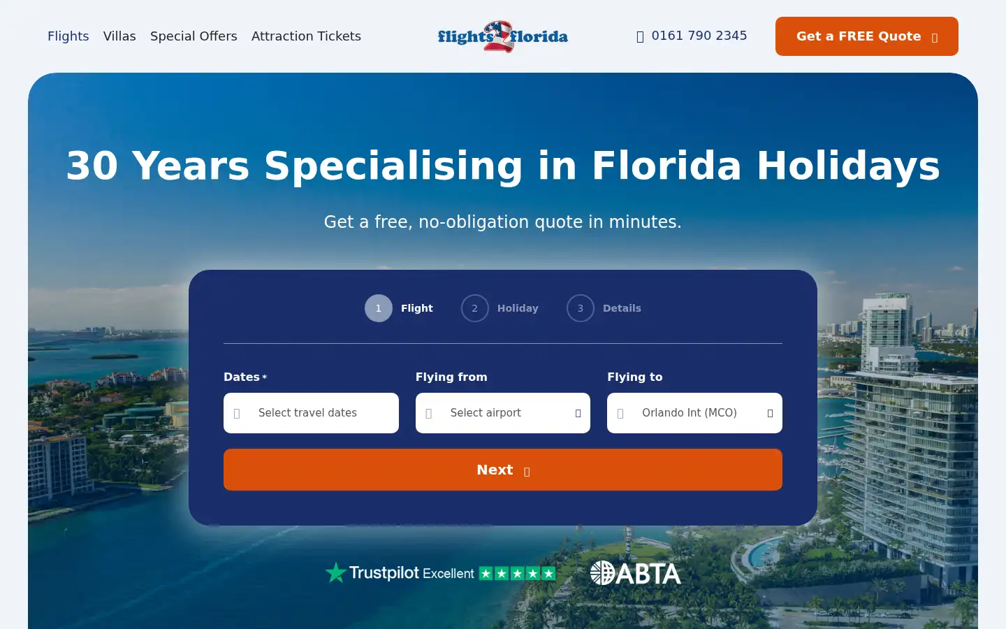 Screenshot of flights2florida.com
