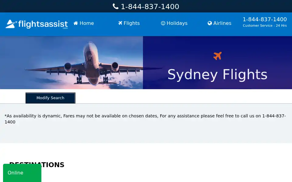 Screenshot of flightsassist.com