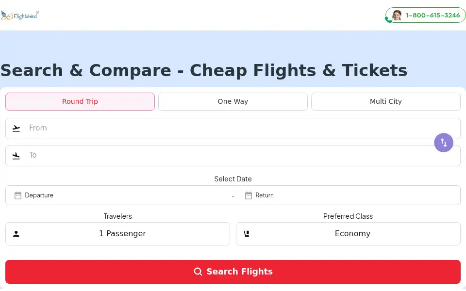Screenshot of flightsbird.com