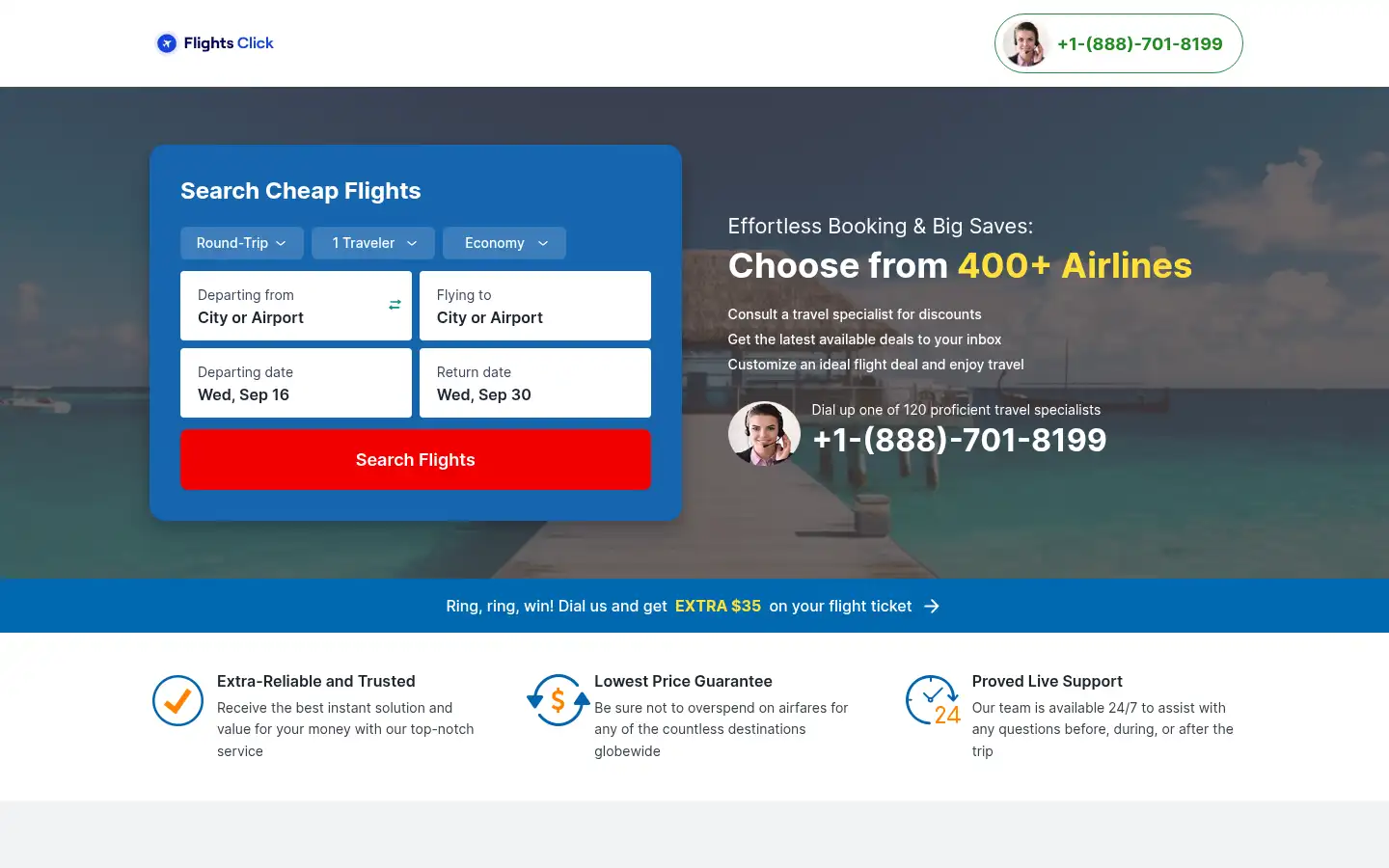 Screenshot of flightsclick.com