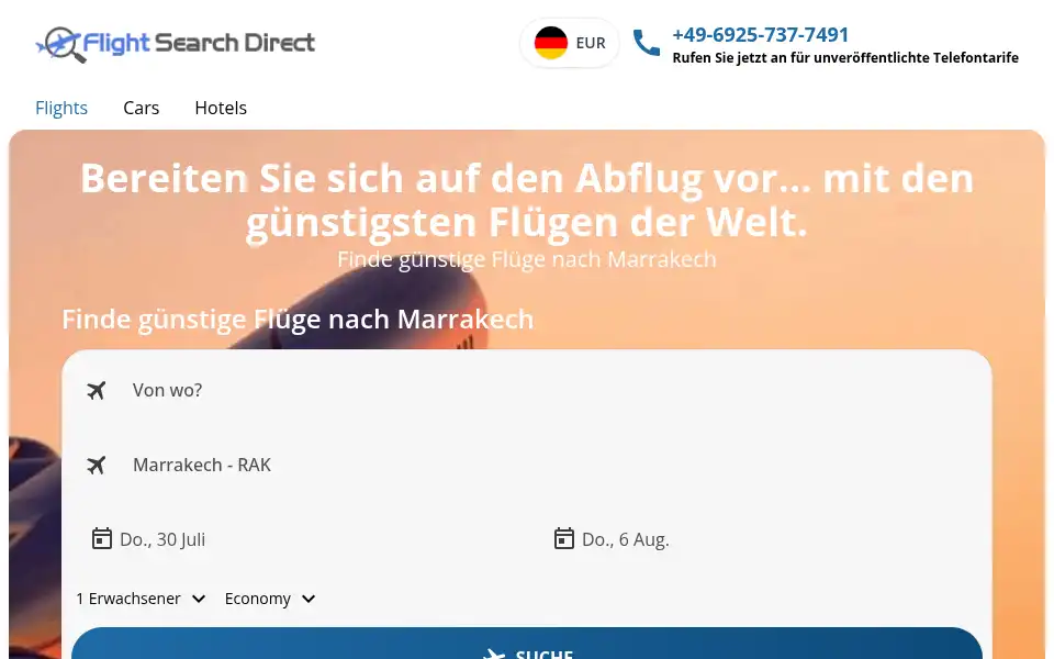 Screenshot of flightsearchdirect.com