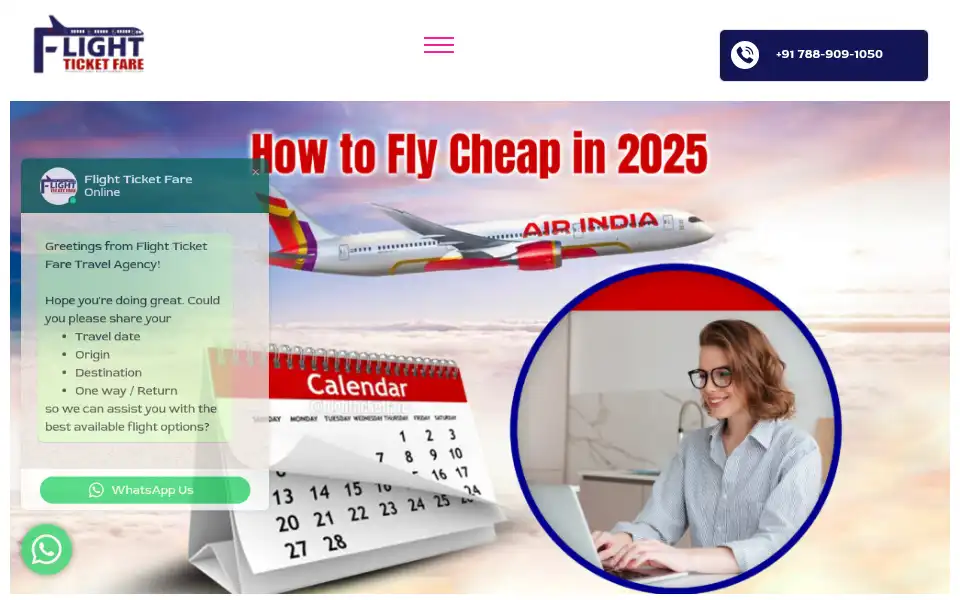 Screenshot of flightticketfare.com