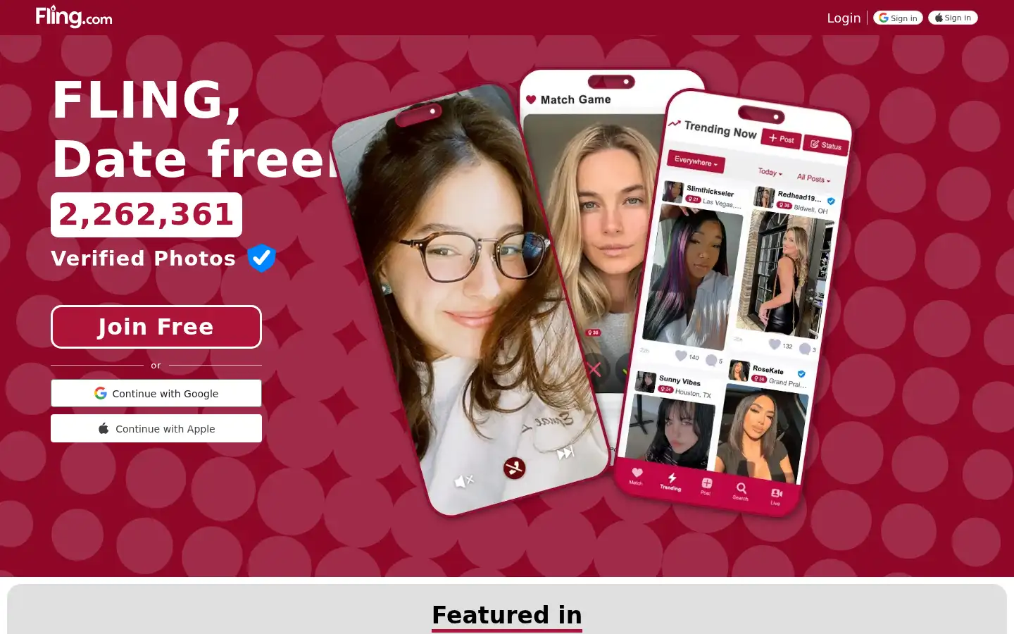 Screenshot of fling.com