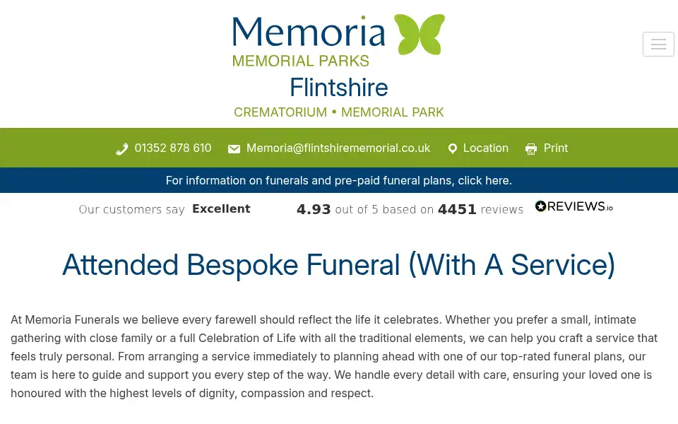 Screenshot of flintshirememorial.co.uk