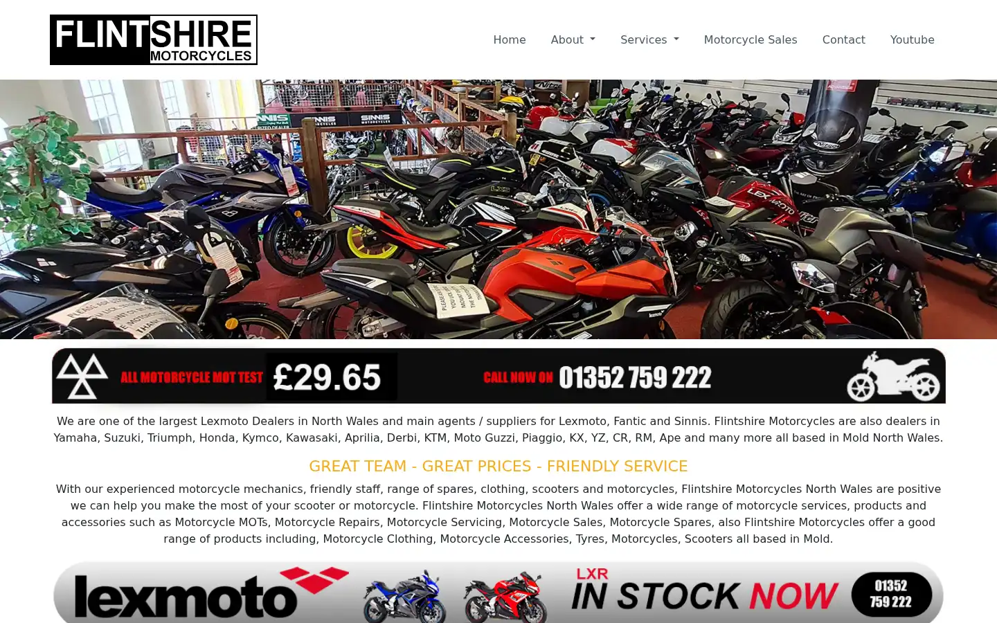 Screenshot of flintshiremotorcycles.co.uk