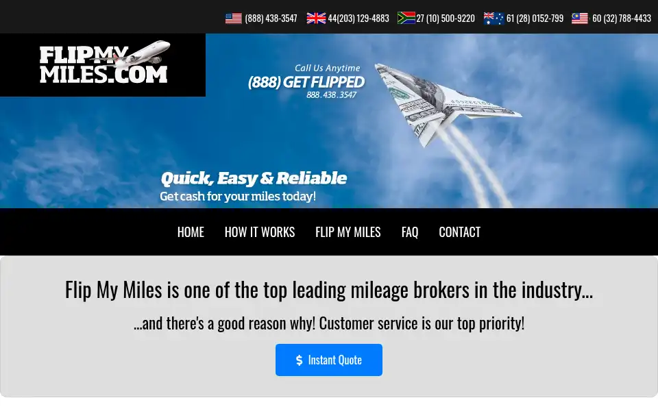 Screenshot of flipmymiles.com
