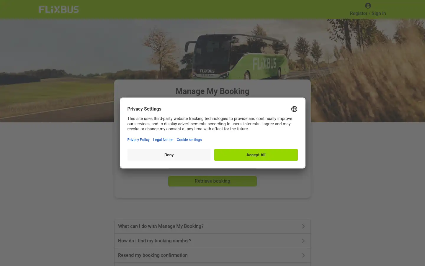 Screenshot of flixbus.ca