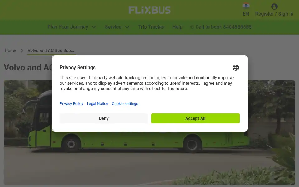 Screenshot of flixbus.in