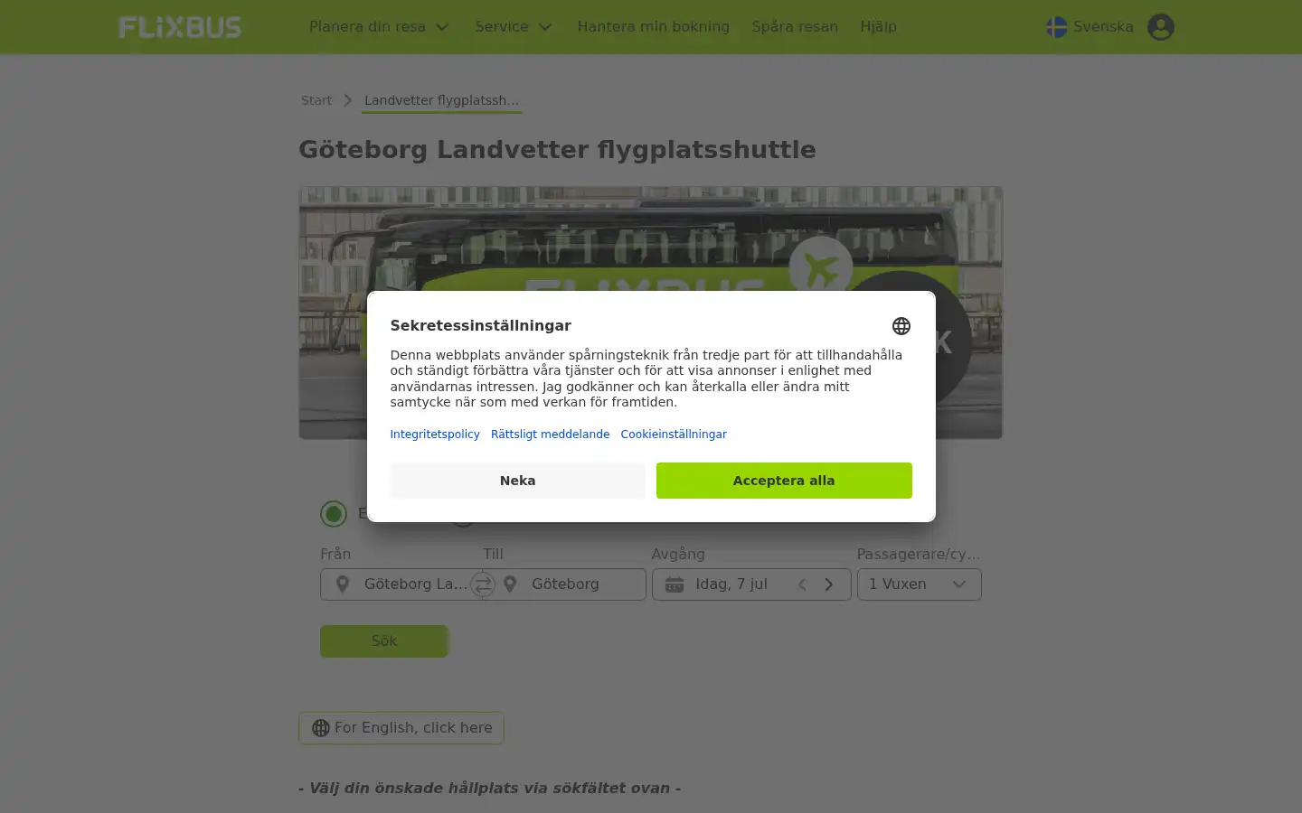 Screenshot of flixbus.se