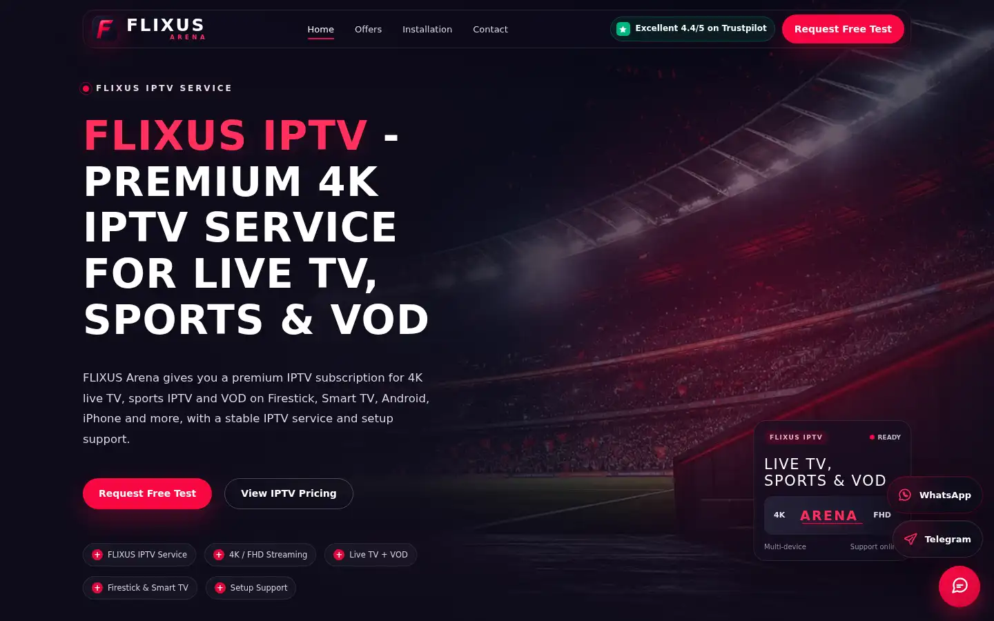 Screenshot of flixusarena.com
