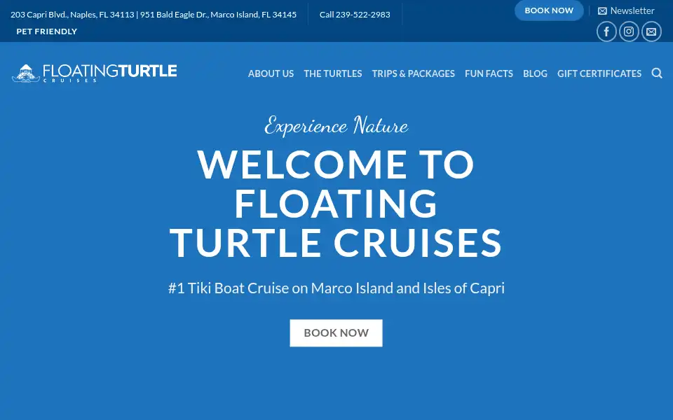 Screenshot of floatingturtlecruises.com