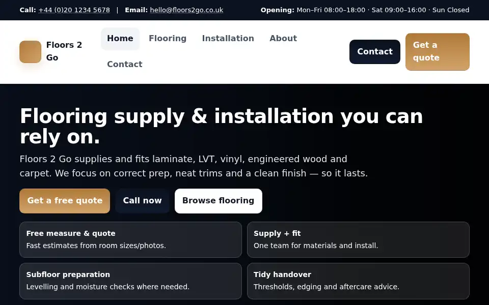 Screenshot of floors2go.co.uk